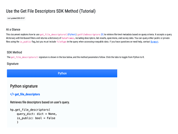 SDK: get_file_descriptors()