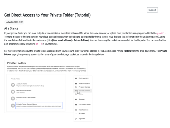 Screenshot of private folders tutorial